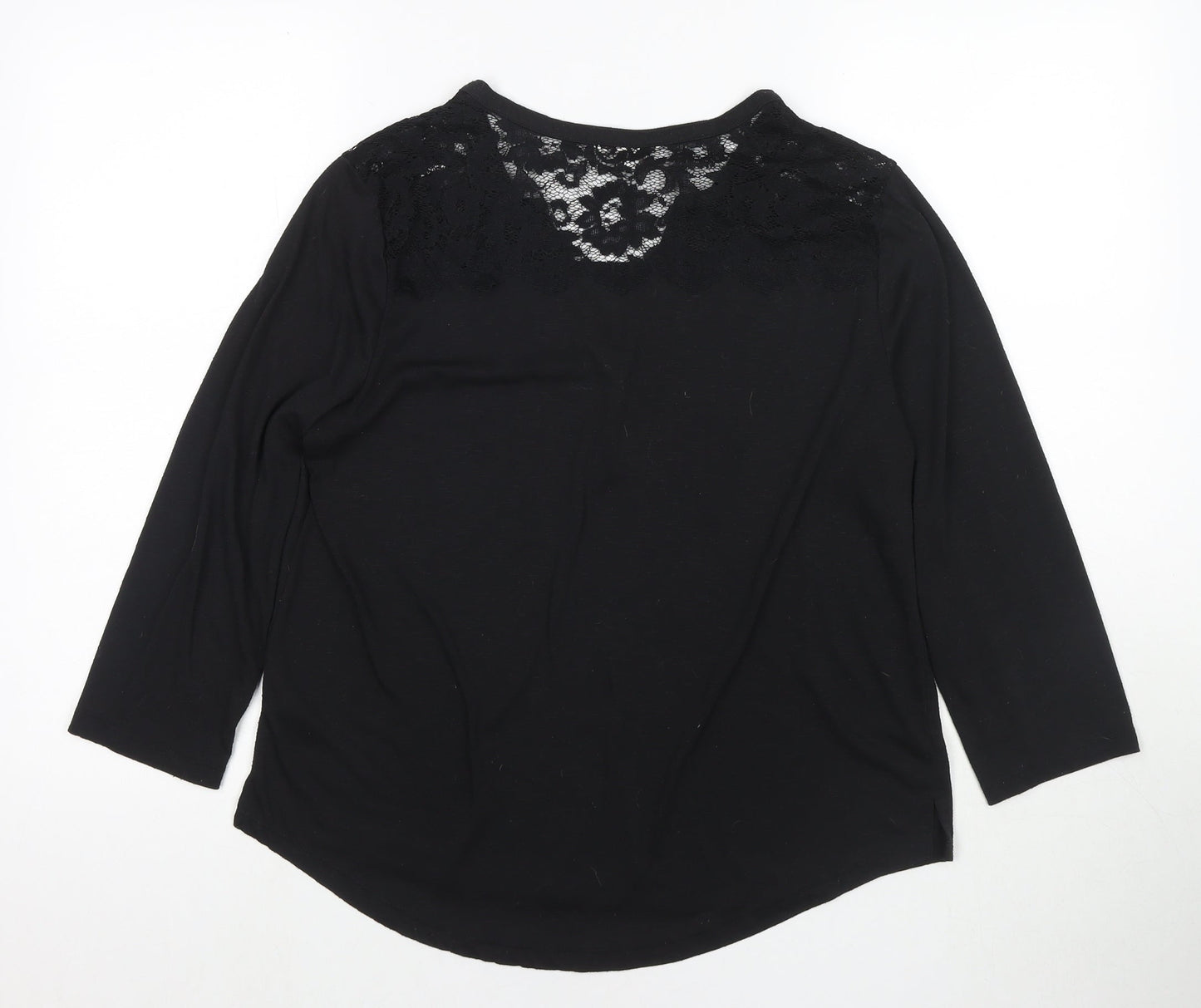 H&M Womens Black Polyester Basic Blouse Size M V-Neck