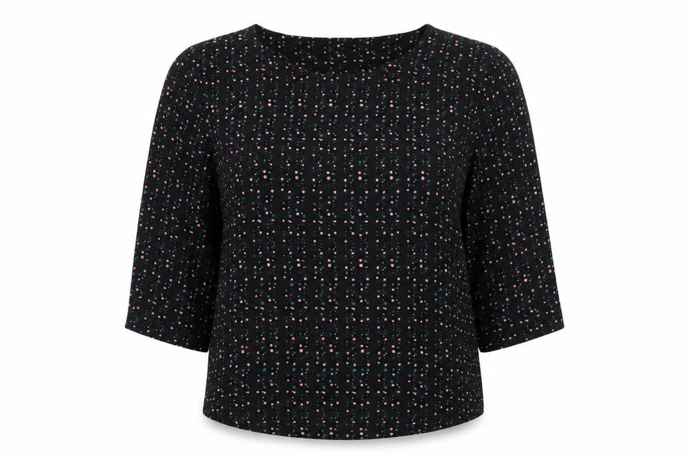 JDY Womens Black Polka Dot Polyester Basic Blouse Size 10 Round Neck