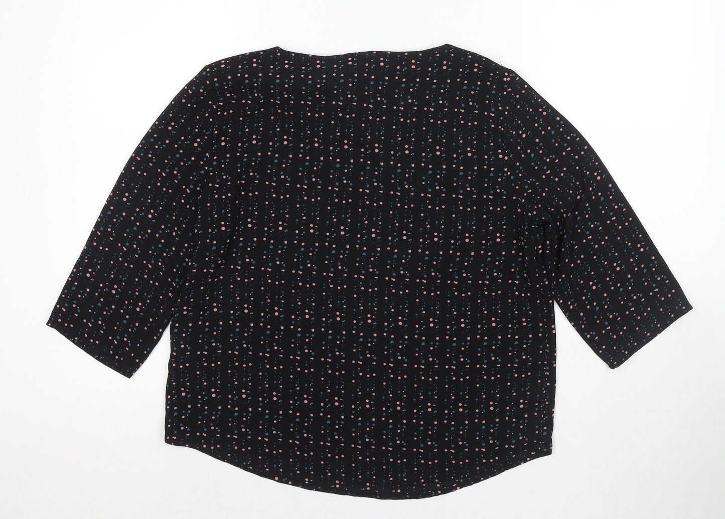 JDY Womens Black Polka Dot Polyester Basic Blouse Size 10 Round Neck