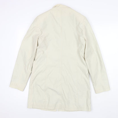 Back view of NuAge women’s beige jacket coat, size UK 10, zip