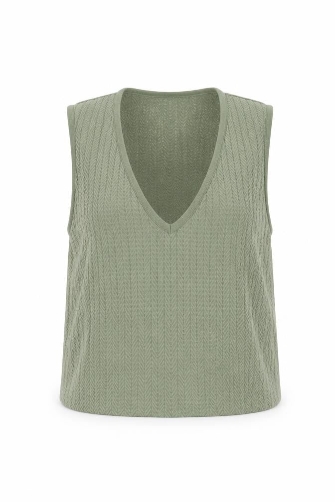 Stradivarius Womens Green Nylon Basic Tank Size M V-Neck