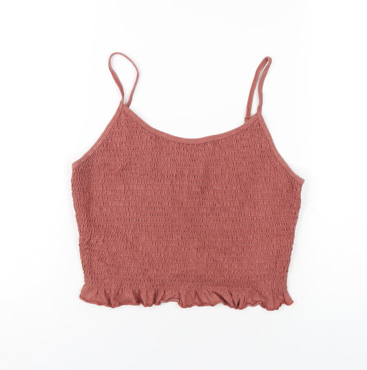 ASOS Womens Brown Cotton Camisole T-Shirt Size 10 Round Neck