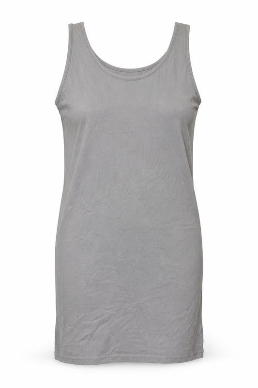 Topshop Womens Grey Cotton Tank Dress Size 14 Scoop Neck Pullover