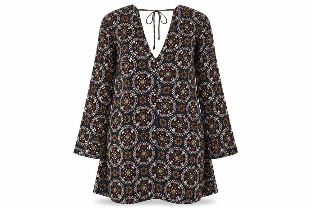 Boohoo Womens Multicoloured Geometric Polyester A-Line Size 10 V-Neck Pullover