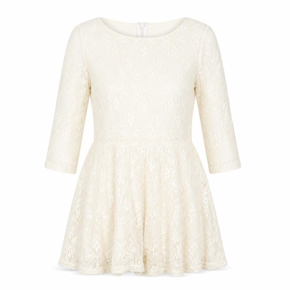 Topshop Womens Ivory Nylon A-Line Size 10 Round Neck Zip