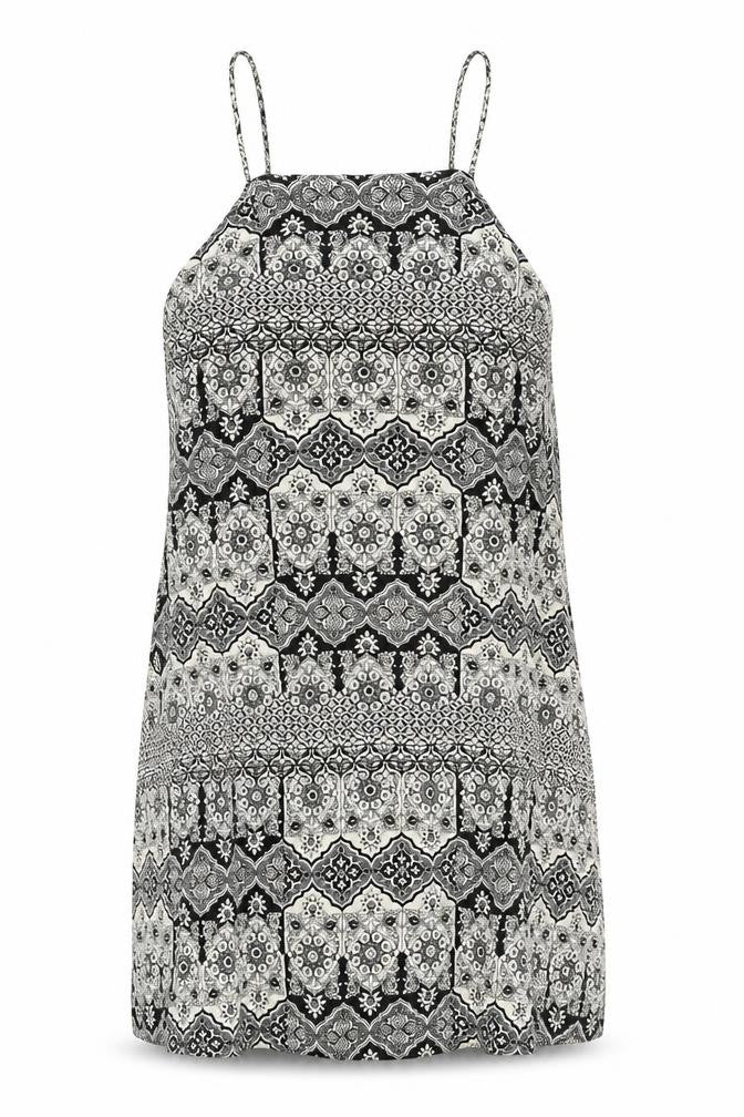 Motel Rocks Womens Black Geometric Viscose Camisole T-Shirt Size S Square Neck - Side Slit
