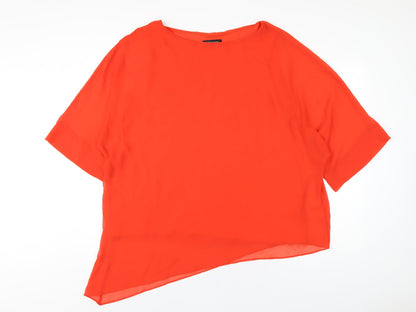 Additional front view of Roman women’s orange polyester basic t-shirt, size L, round neck
