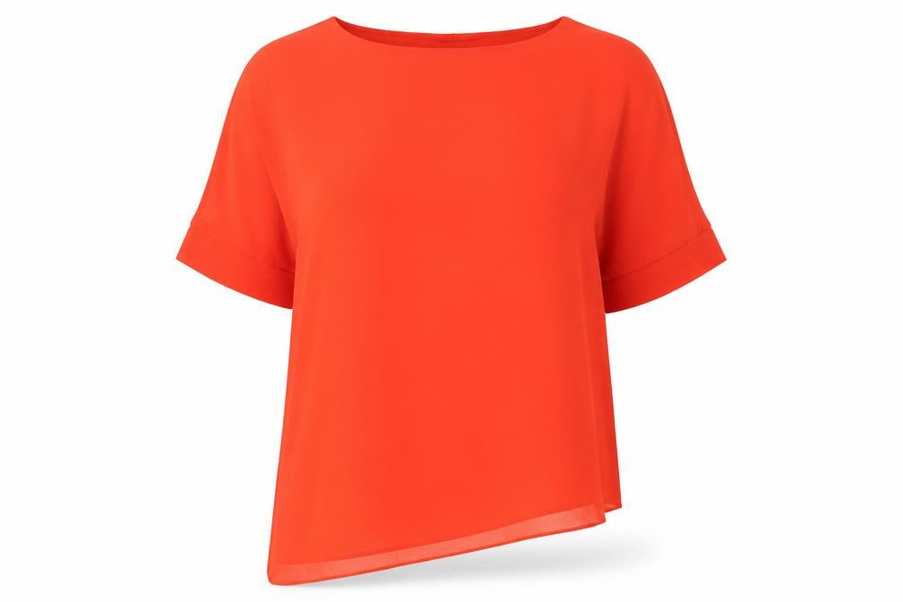 Roman Womens Orange Polyester Basic T-Shirt Size L Round Neck