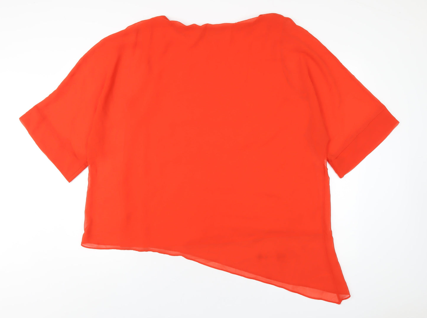 Roman Womens Orange Polyester Basic T-Shirt Size L Round Neck
