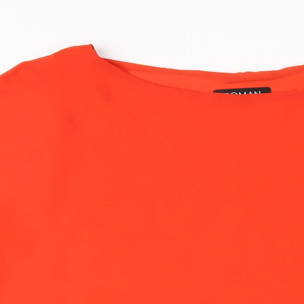 Roman Womens Orange Polyester Basic T-Shirt Size L Round Neck