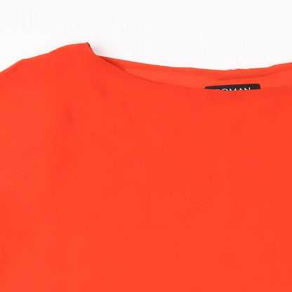 Close-up detail of Roman women’s orange polyester basic t-shirt, size L, round neck