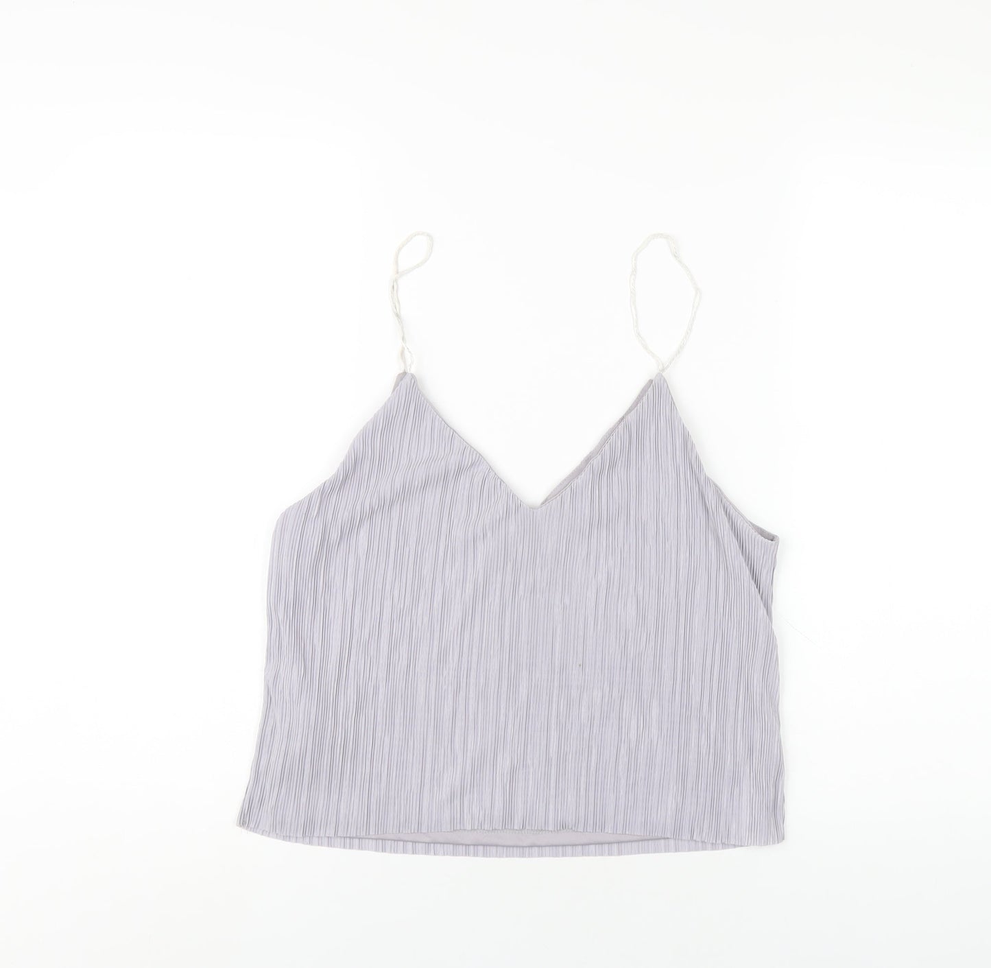 New Look Womens Grey Polyester Camisole T-Shirt Size 14 V-Neck