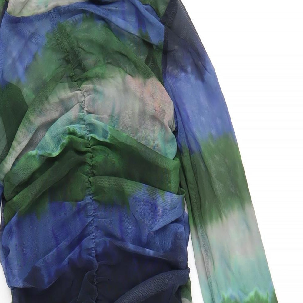 Stradivarius Womens Multicoloured Tie Dye Polyester Mini Size S Round Neck Pullover