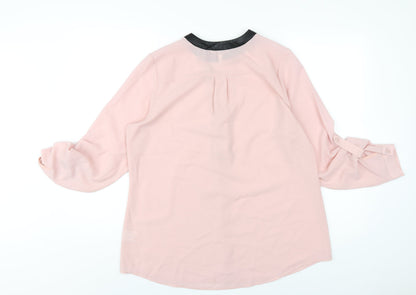 Back view of Roman women’s pink polyester basic blouse, size UK 12, v-neck