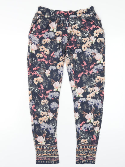 Warehouse Womens Multicoloured Geometric Viscose Trousers Size 8 L30 in Regular