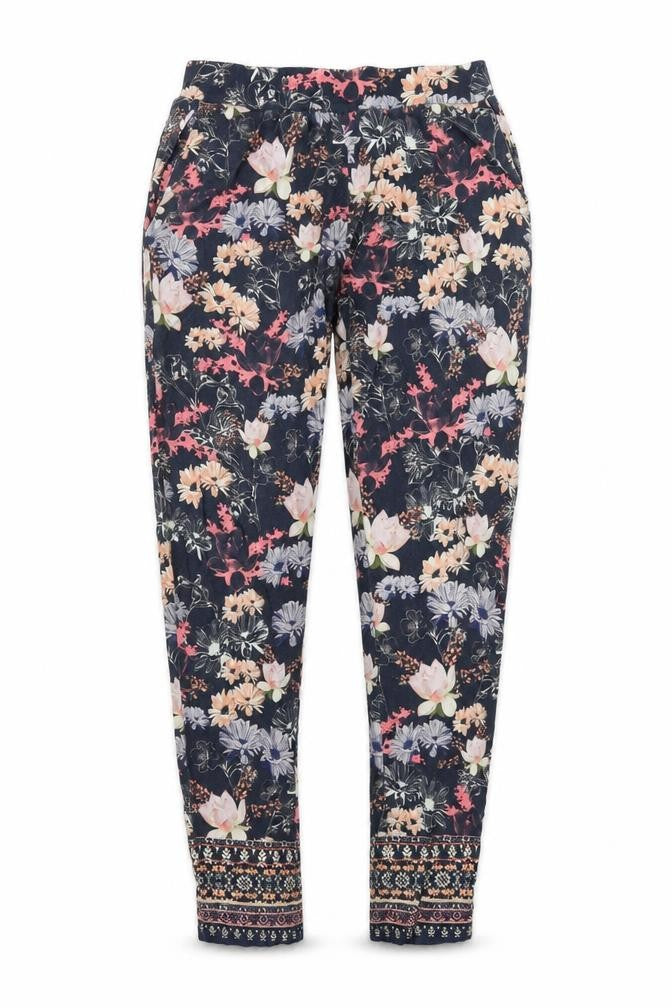 Warehouse Womens Multicoloured Geometric Viscose Trousers Size 8 L30 in Regular
