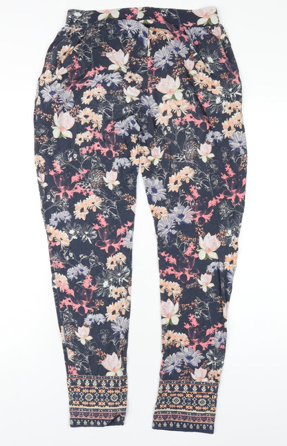 Warehouse Womens Multicoloured Geometric Viscose Trousers Size 8 L30 in Regular