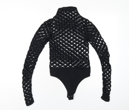 Free People Womens Black Nylon Bodysuit One-Piece Size XS Snap