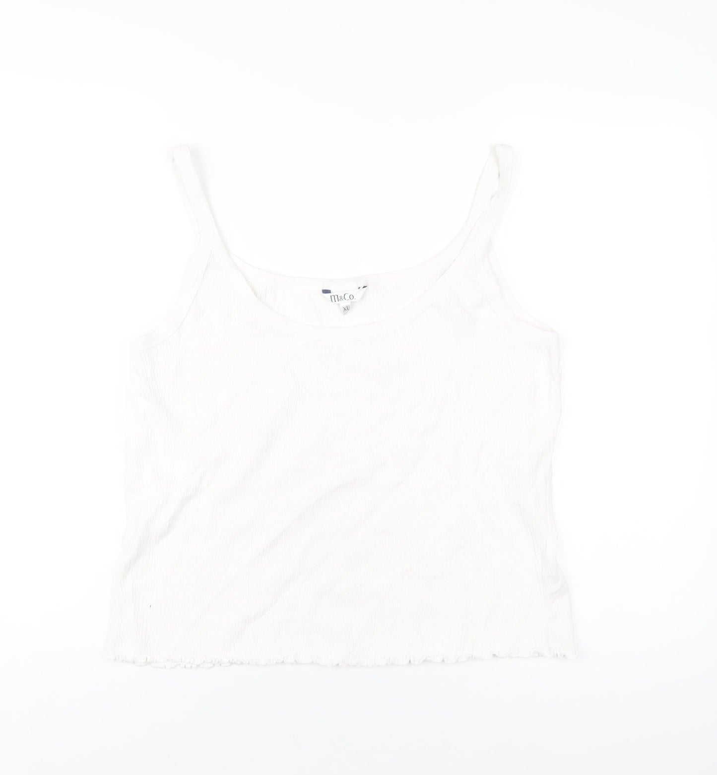 M&Co Womens White Cotton Camisole T-Shirt Size XL Scoop Neck