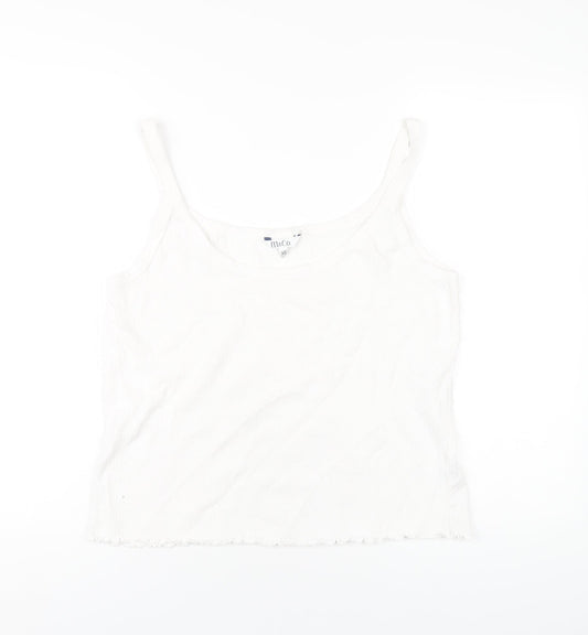 M&Co Womens White Cotton Camisole T-Shirt Size XL Scoop Neck