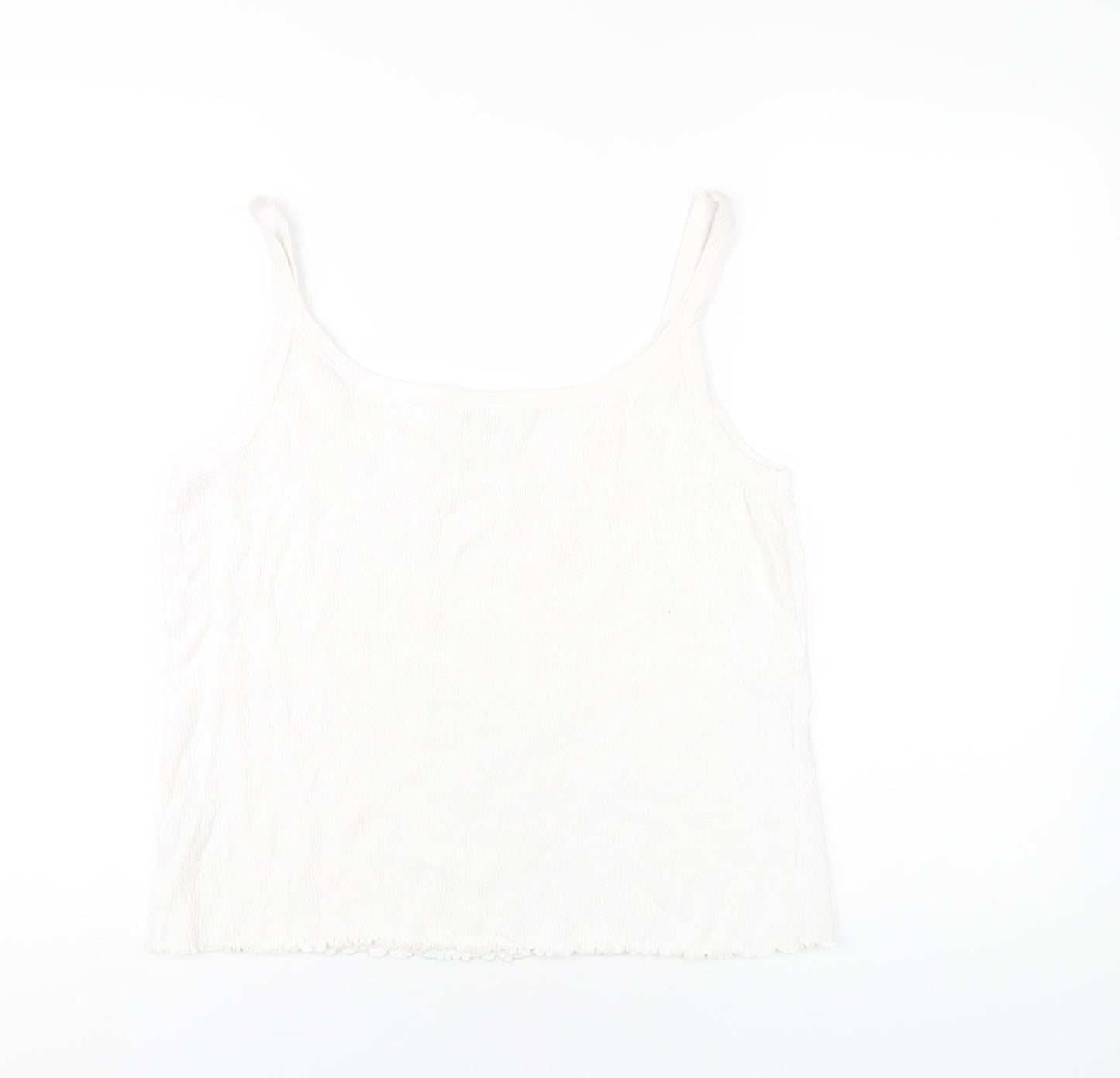 M&Co Womens White Cotton Camisole T-Shirt Size XL Scoop Neck