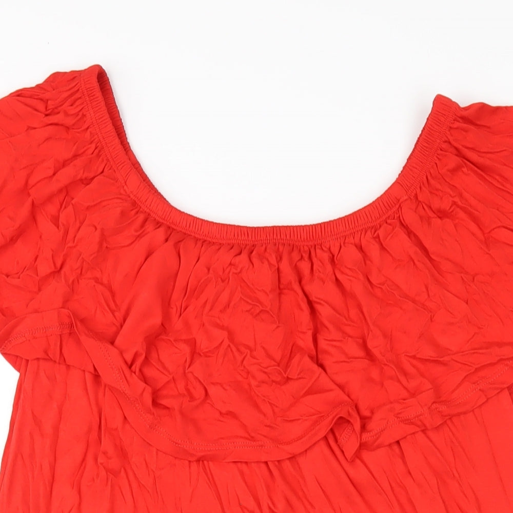 Lipsy Womens Red Viscose A-Line Size 12 Off the Shoulder Pullover