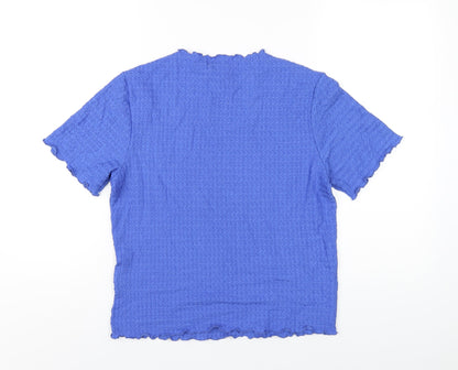 Next Womens Blue Polyester Basic T-Shirt Size 14 Round Neck