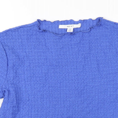 Next Womens Blue Polyester Basic T-Shirt Size 14 Round Neck