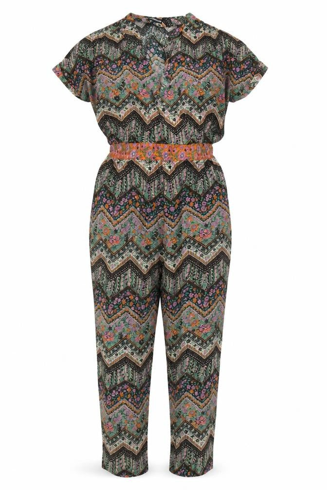Warehouse Womens Multicoloured Geometric Viscose Jumpsuit One-Piece Size 12 L30 in Pullover