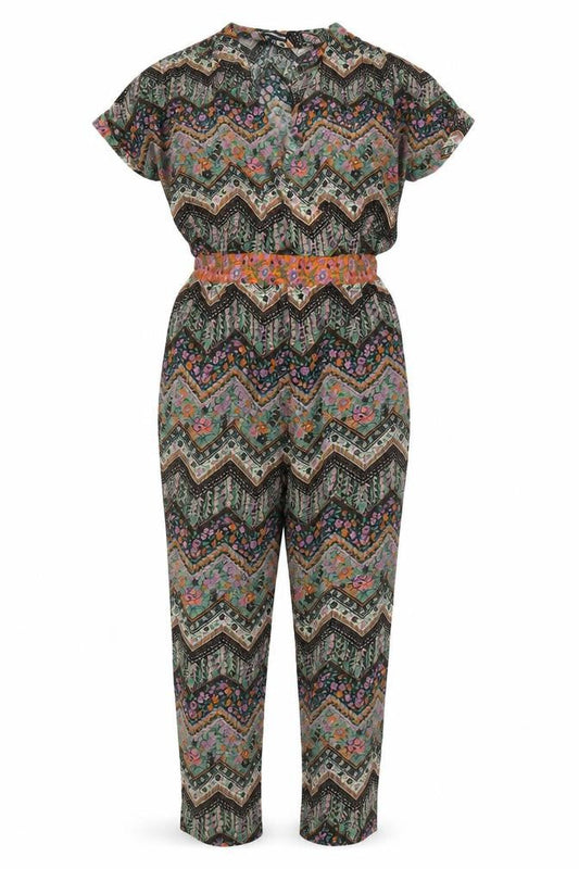 Warehouse Womens Multicoloured Geometric Viscose Jumpsuit One-Piece Size 12 L30 in Pullover