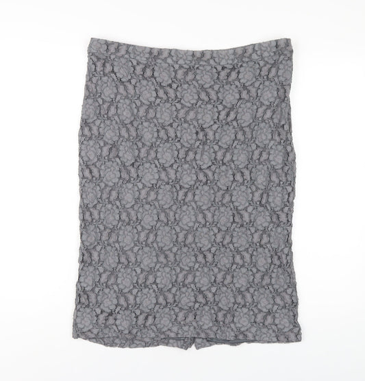 Planet Womens Grey Polyester Straight & Pencil Skirt Size 14 Zip