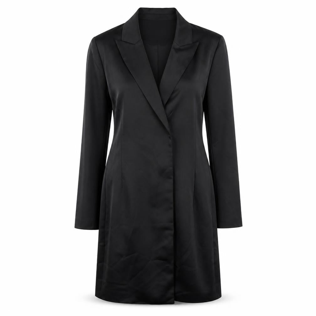 H&M Womens Black Polyester Jacket Dress Size 12 Collared Snap