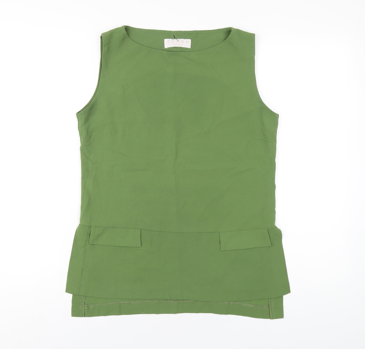 Class Womens Green Polyester Basic Tank Size 14 Round Neck