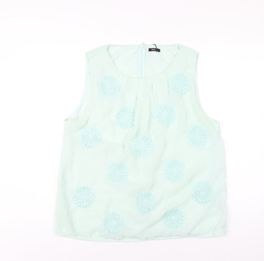 M&Co Womens Green Polyester Basic Tank Size 18 Scoop Neck