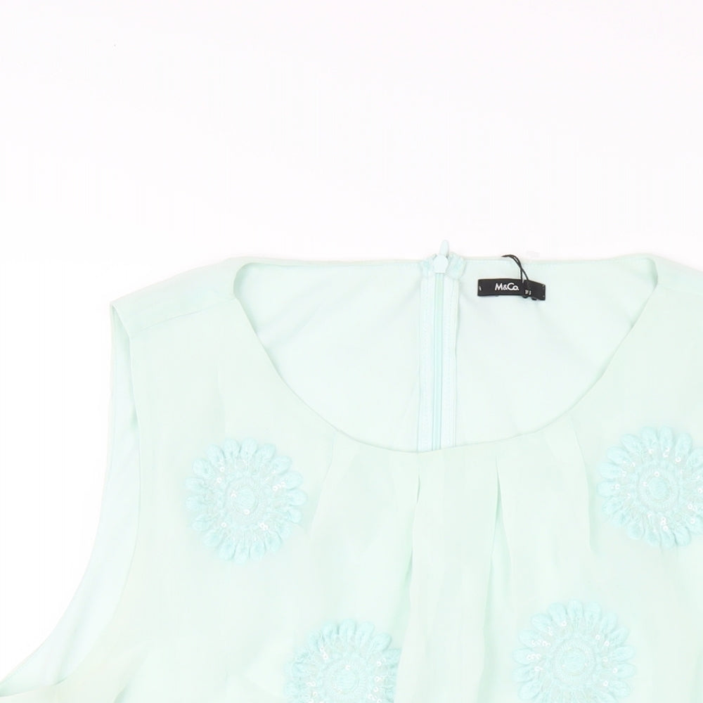M&Co Womens Green Polyester Basic Tank Size 18 Scoop Neck