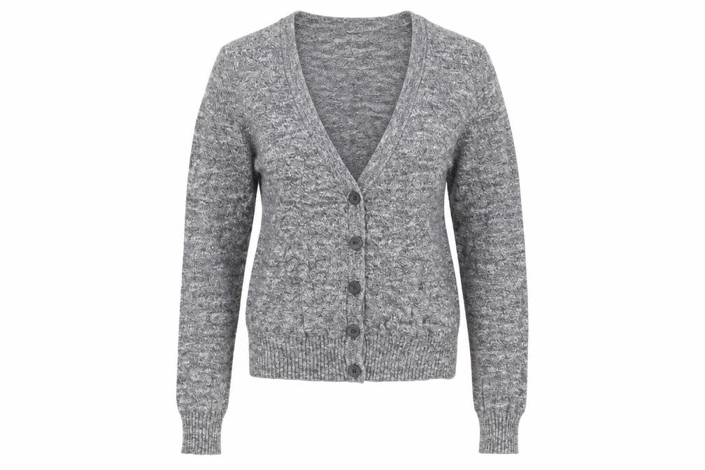 H&M Womens Grey V-Neck Cotton Cardigan Jumper Size 10