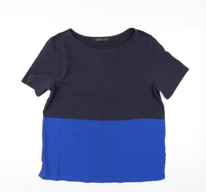 Marks & Spencer Womens Blue Polyester Basic T-Shirt Size 12 Round Neck