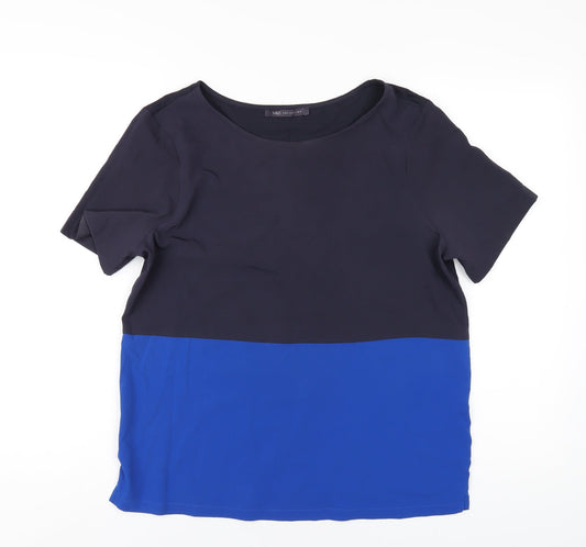 Marks and Spencer Womens Blue Polyester Basic T-Shirt Size 12 Round Neck