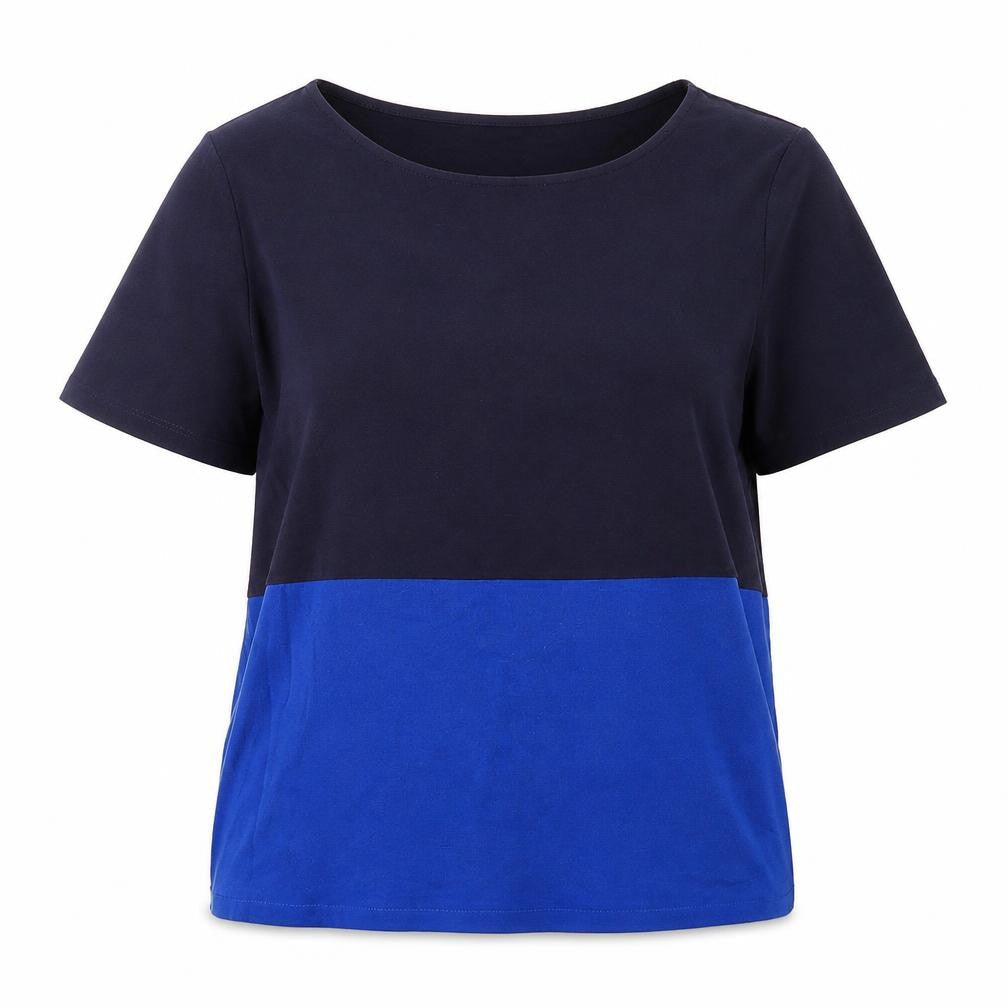 Marks & Spencer Womens Blue Polyester Basic T-Shirt Size 12 Round Neck