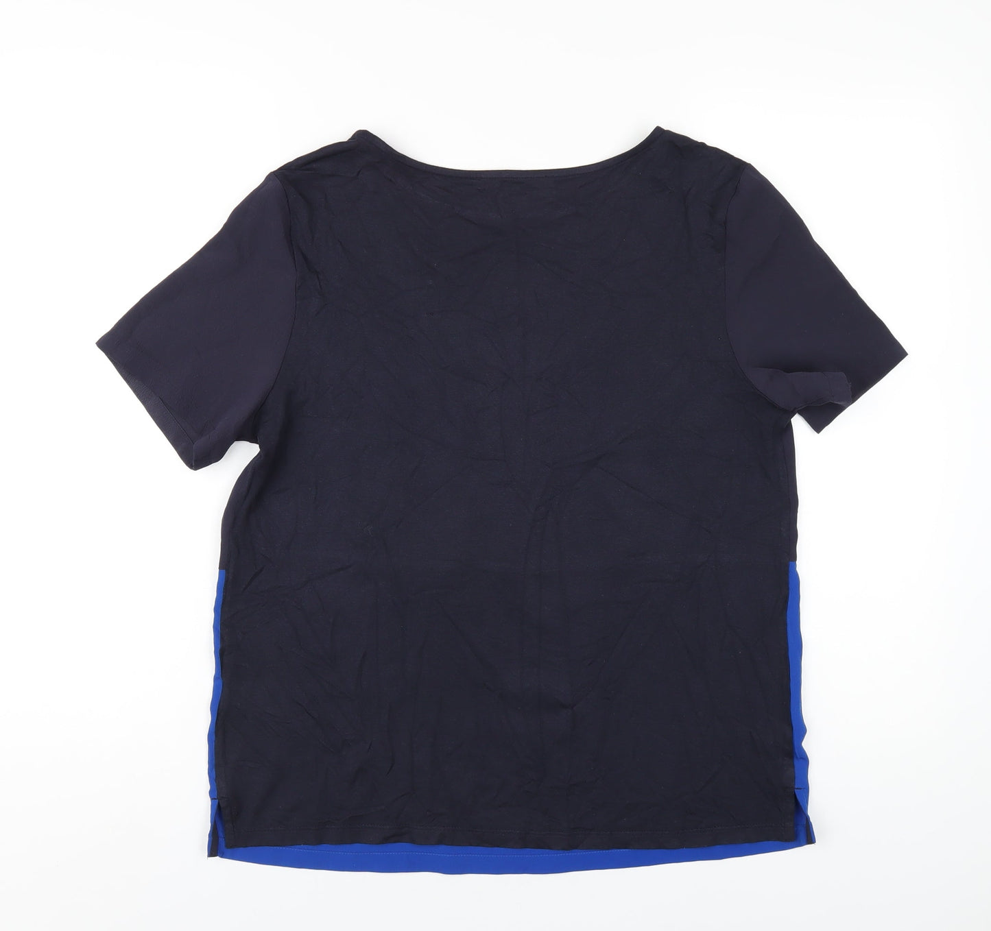 Marks and Spencer Womens Blue Polyester Basic T-Shirt Size 12 Round Neck