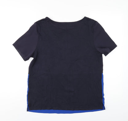 Marks & Spencer Womens Blue Polyester Basic T-Shirt Size 12 Round Neck