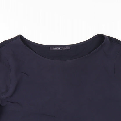 Marks & Spencer Womens Blue Polyester Basic T-Shirt Size 12 Round Neck