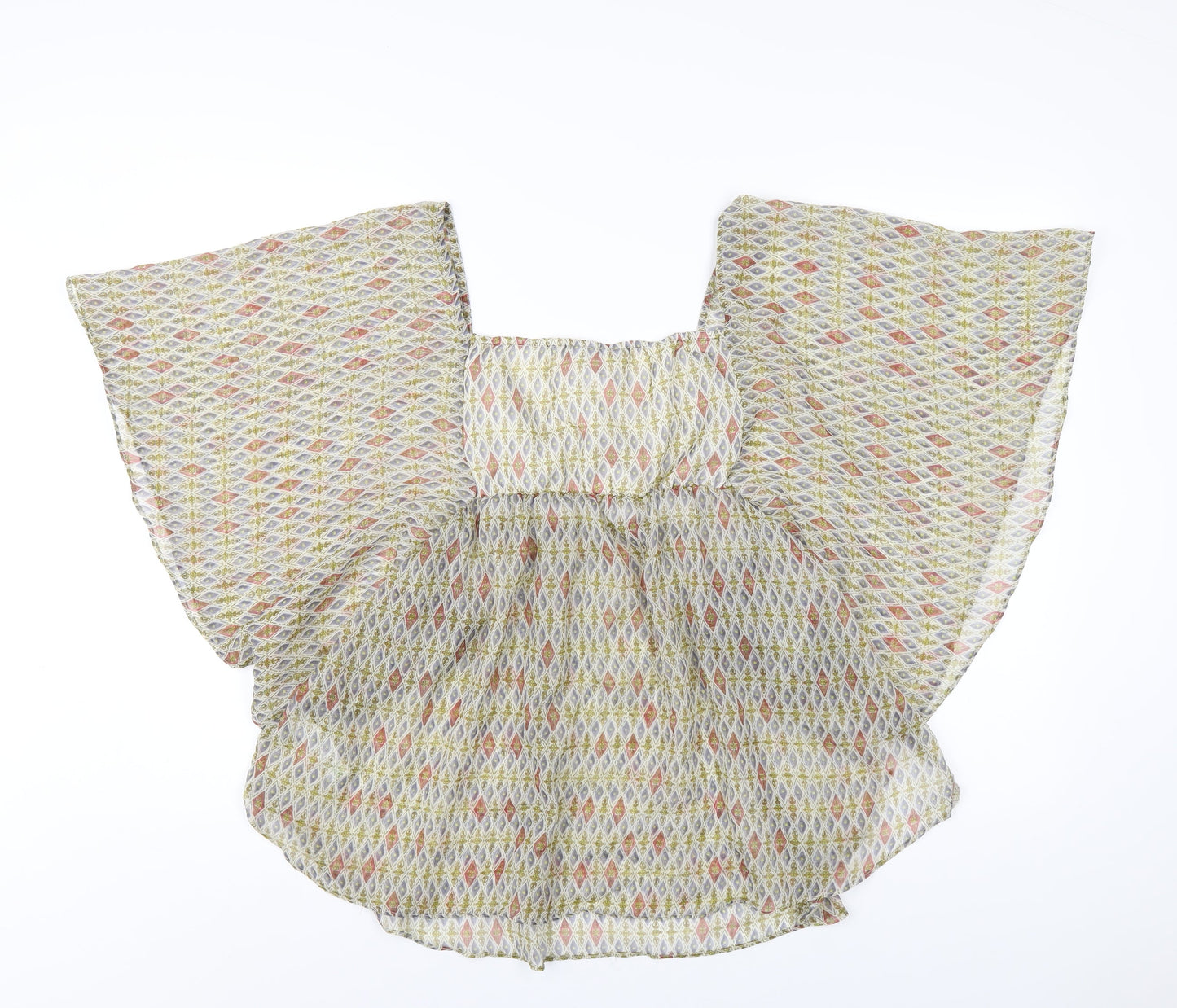 Red Herring Womens Multicoloured Geometric Polyester Basic T-Shirt Size 14 V-Neck