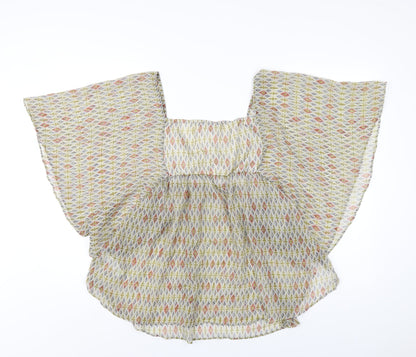 Back view of Red Herring women’s multicoloured geometric polyester basic t-shirt, size UK 14, v-neck