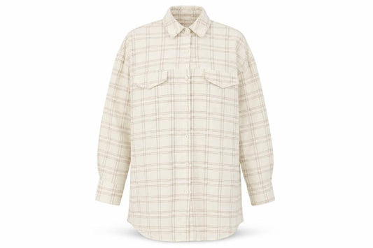 PRETTYLITTLETHING Womens Beige Plaid Polyester Shirt Dress Size 8 Collared Button