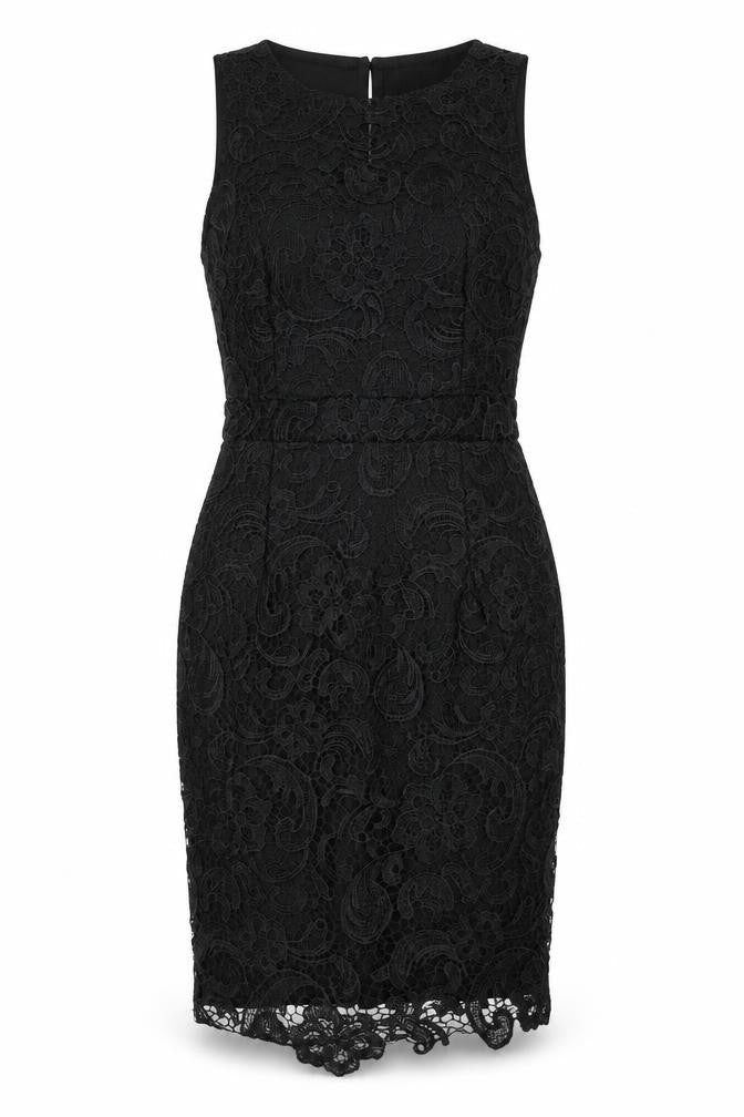 AX Paris Womens Black Polyester Bodycon Size 10 Round Neck Button