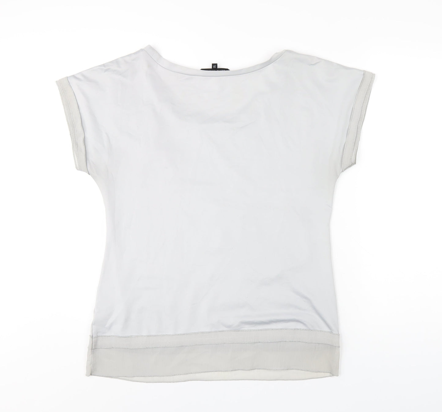 David Emanuel Womens Grey Polyester Basic T-Shirt Size 10 Round Neck