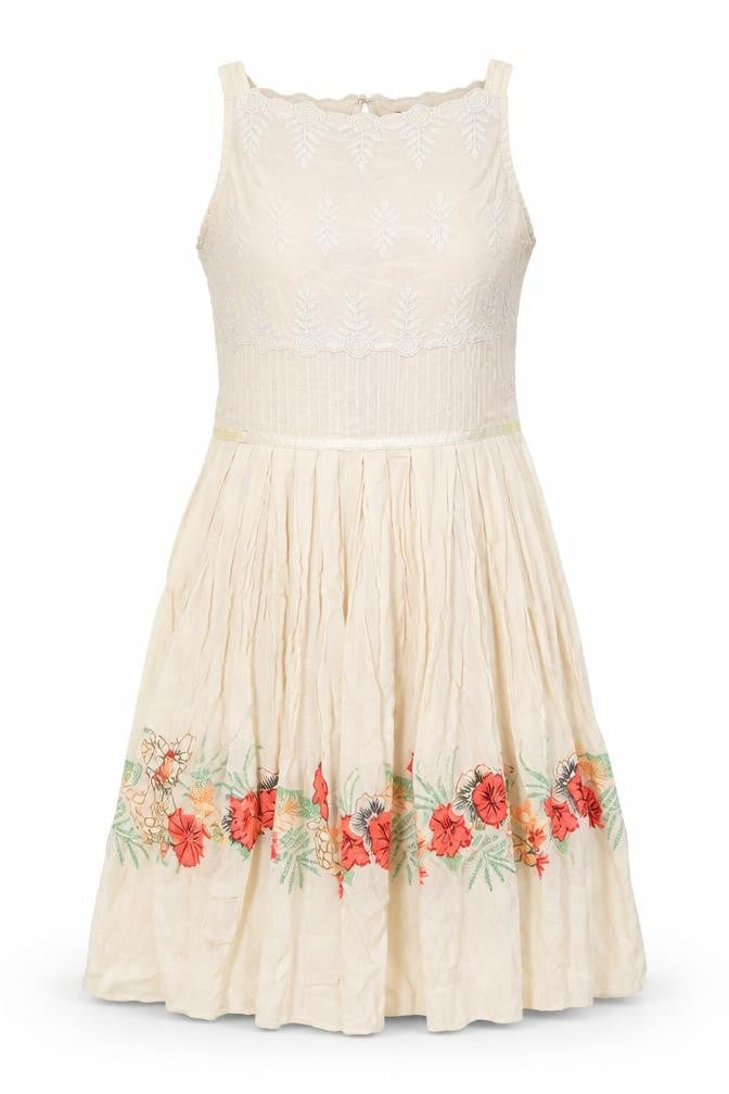 River Island Womens Beige Cotton A-Line Size 8 Square Neck Zip