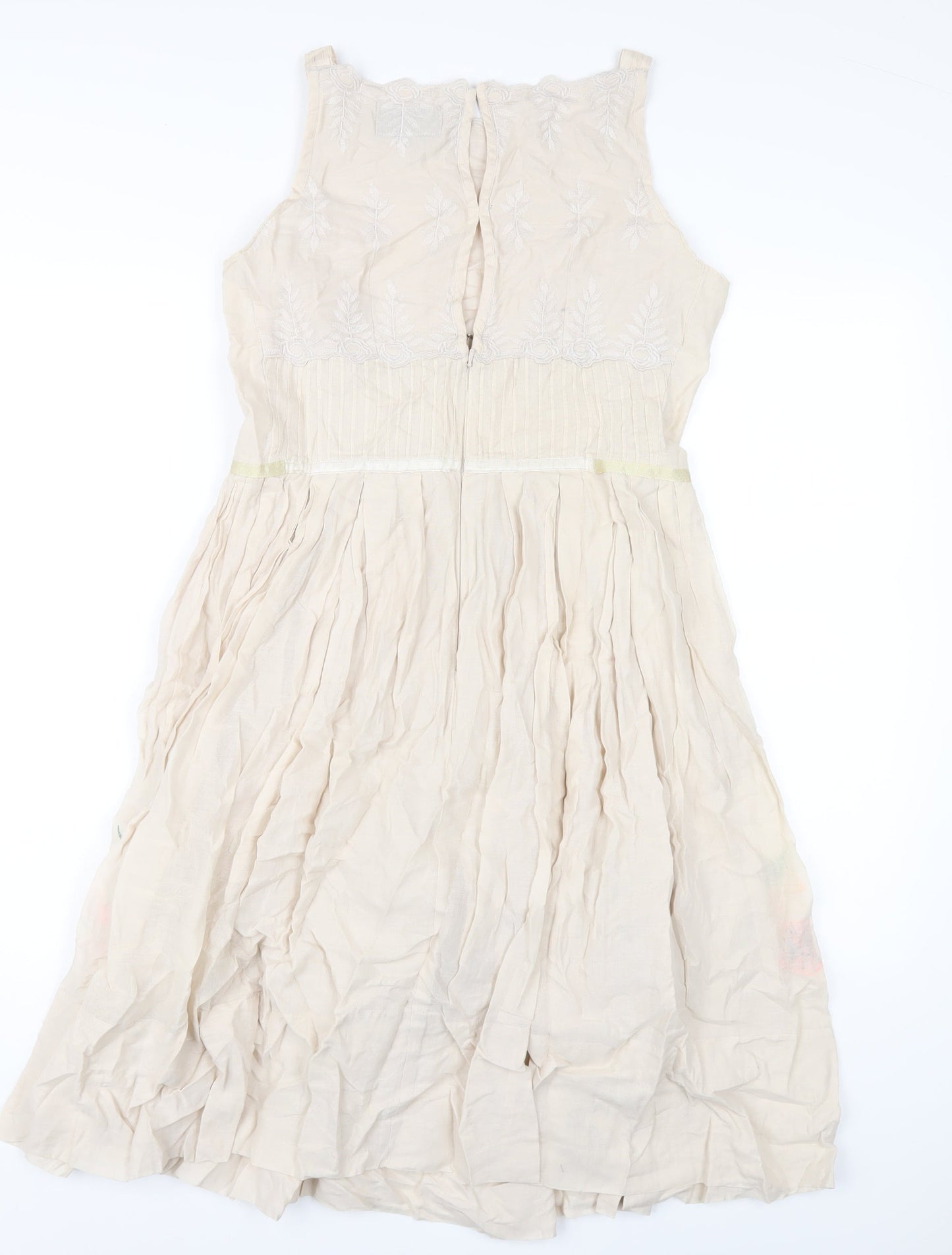 River Island Womens Beige Cotton A-Line Size 8 Square Neck Zip