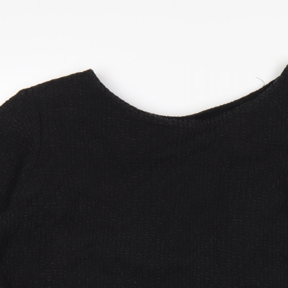 Great Plains Womens Black Cotton Basic T-Shirt Size S Round Neck